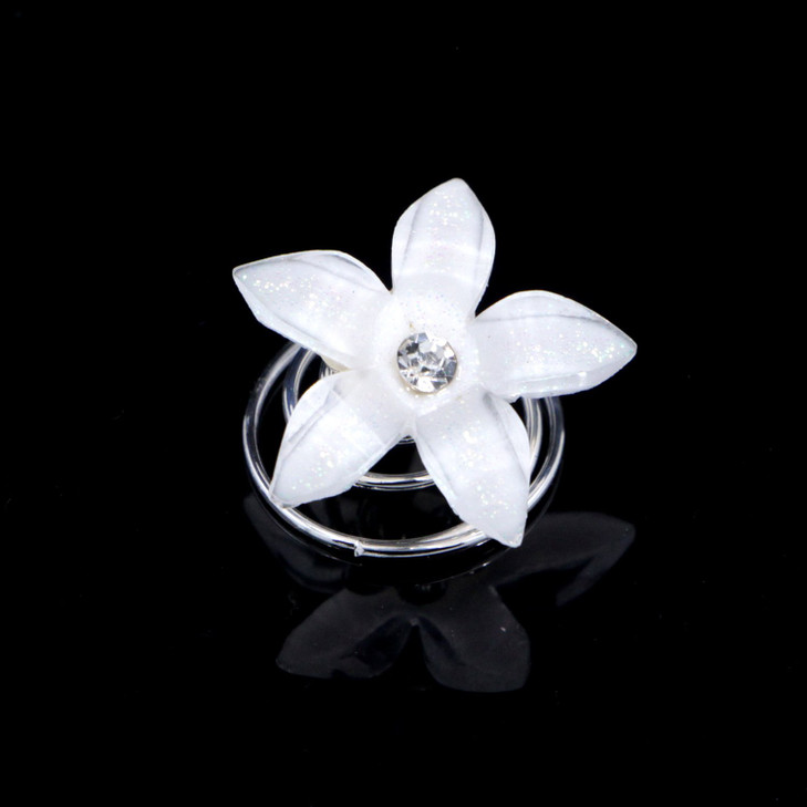 24PCS Rhinestones Crystal Spirals Hair Pin Clip Imitation Pearl Spin Pin Swirl Hair Twists Coils Hairpin Bun Stick Pick (A#)