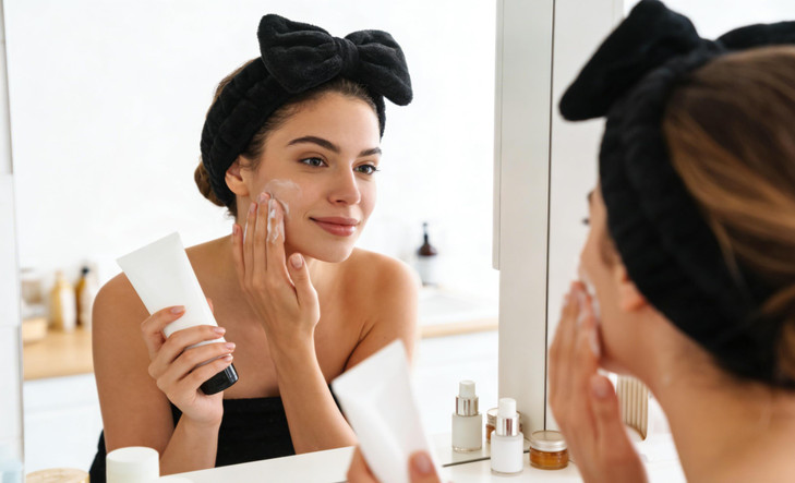 Casoty 6 Pcs Black Spa Headband, Bow Hair Band, Hair Band for Washing Face, Fuzzy Headbands for Women Girls, Soft Coral Fleece Skincare Headbands for