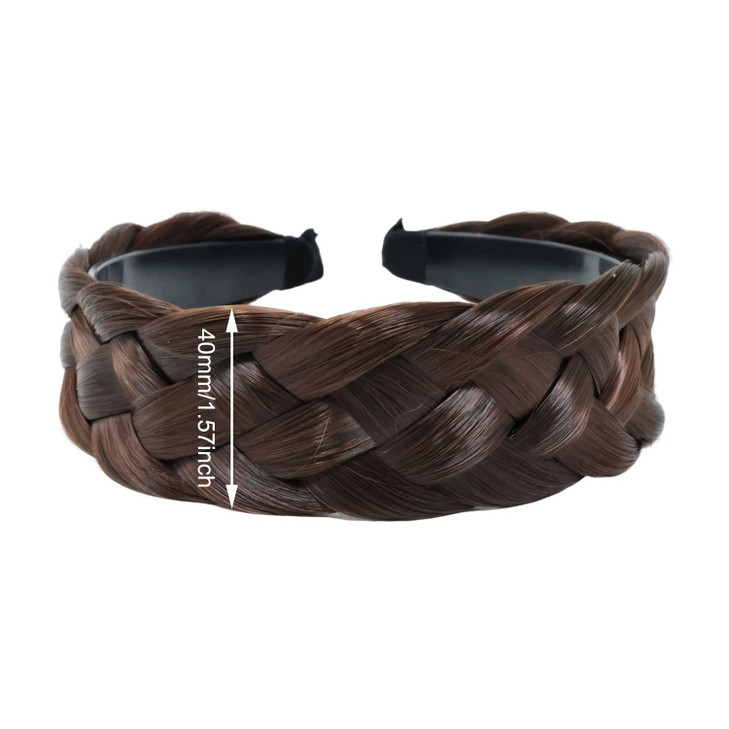 Honbay 1PCS Wide Braided Headband 5 Strands Synthetic Hair Braided Hair Hoop with Teeth Non-Slip Fashion Hair Accessories for Women