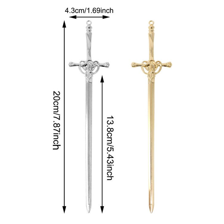 Honbay 2PCS Metal Sword Hair Sticks Elegant Women Hair Chopsticks Chinese Style Hair Pins Vintage Hair Accessories for Women Girls Thick Long Hair (2