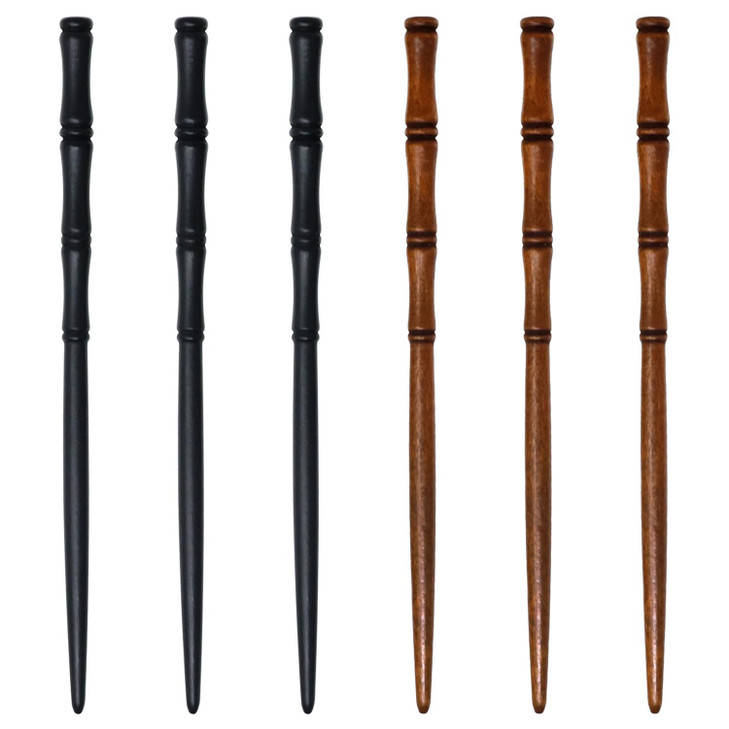 Honbay 6PCS Retro Wooden Hair Sticks Bamboo Shape Hair Chopsticks Handmade Wood Hairpin Decorative Hair Holder for Women Hair Accessories (2 Color)
