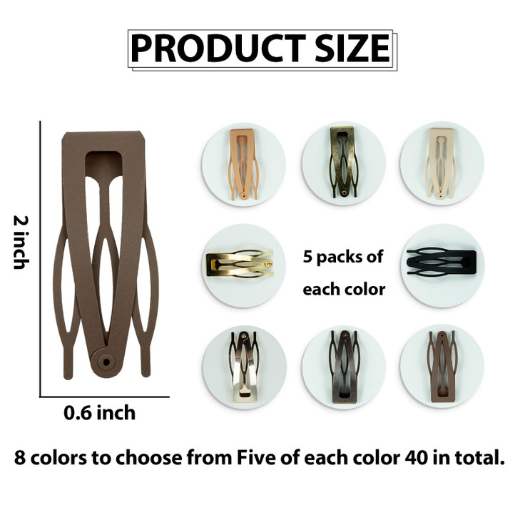 40 Pcs Snap Hair Clips for Women Girl Double Grip Hair Clips Hair Barrettes 8 Colors Women Hair Barrettes Accessories with Plastic Box (40pcs)