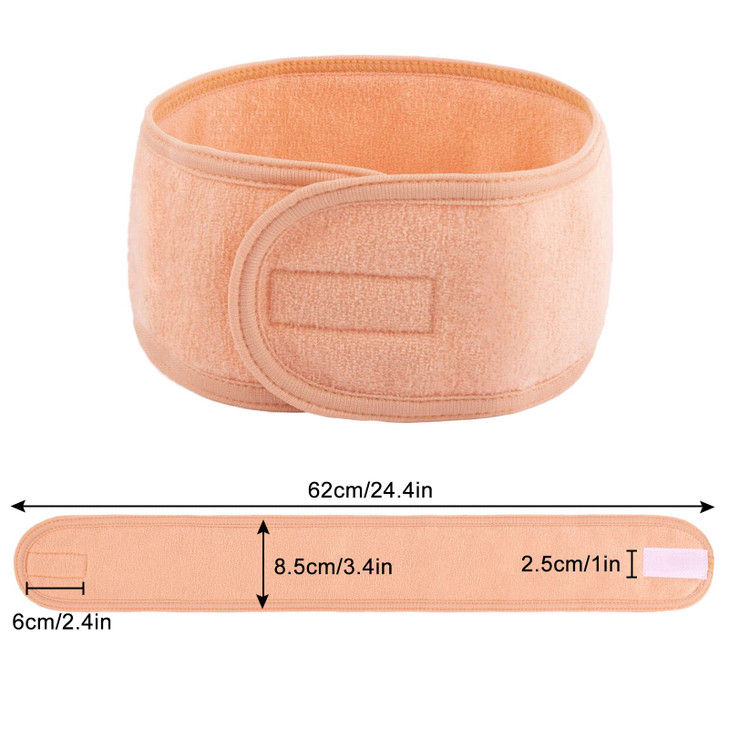 Whaline Spa Facial Headband 4 Packs Head Wrap Terry Cloth Headband Adjustable Stretch Towel for Bath, Makeup and Sport (Living Coral)