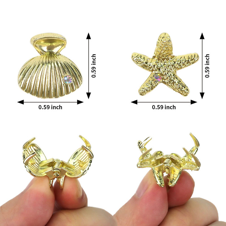 YISSION 12PCS Metal Hair Clips Small Starfish Hair Clip Shell Claw Clip Mermaid Hair Accessories for Girls Women Beach Party