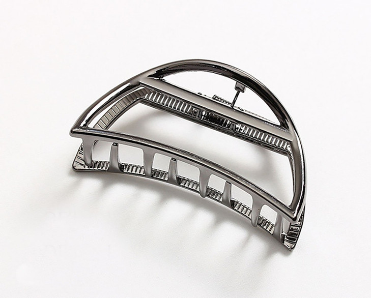 Vintage Metal Hair Claw Hair Jaw Clips Hair Clamp Accessories for Women (Semicircle, Black)