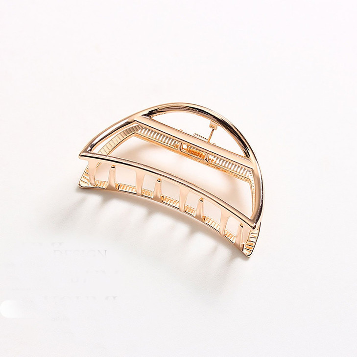 Vintage Metal Hair Claw Hair Jaw Clips Hair Clamp Accessories for Women (Semicircle, Rose gold)