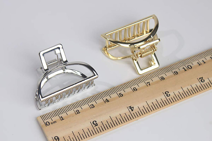 2PCS Small Solid Color Vintage Metal Hair Jaw Clips Hair Clamp Ponytail Holder Hair Claw Hairpin Accessories for Lady Women (Silver)