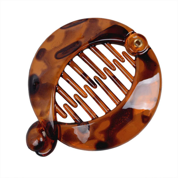 Fodattm 4 PCS French Small Banana Hair Clip Hair Comb Round Ponytail Holder Hair Claw Fashion Interlocking Banana Combs Flat Shark Hair Clincher (Sty