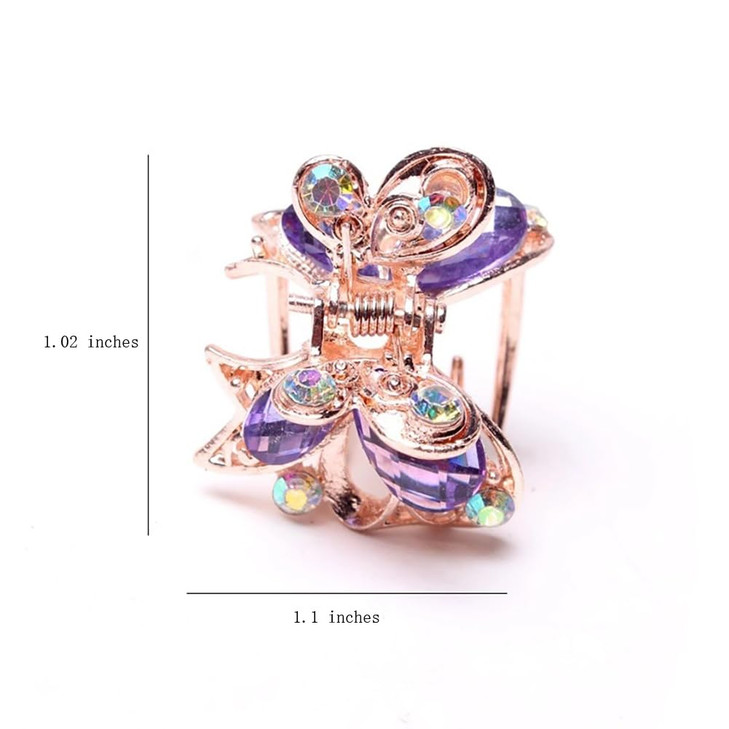 6 PCS Women Lady Alloy Rhinestone No-Slip Mini Hair Claw Small Bang Jaw Clip Hair Clamp Hair Grip Hair Pin (B#)