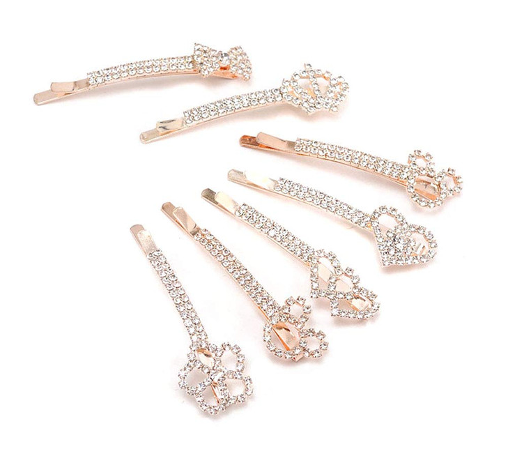 7PCS Rhinestone Crystal Clip Hair Pin Clamps Accessories Bobby Pin Headwear for Women Girls