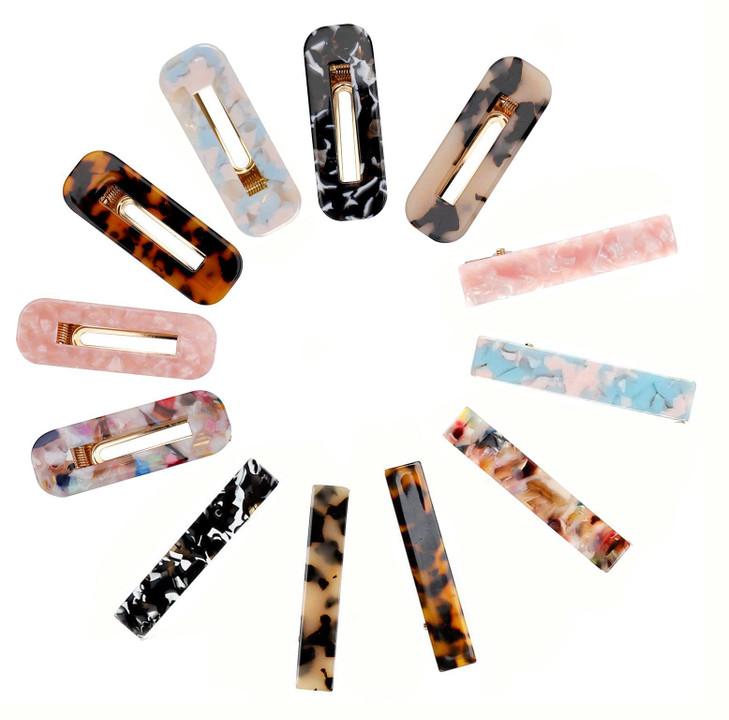SINNKY 12PCS Acrylic Resin Hair Clips Geometric Alligator Hair Clips Non-Slip Large Barrettes for Women Ladies Hair Accessories