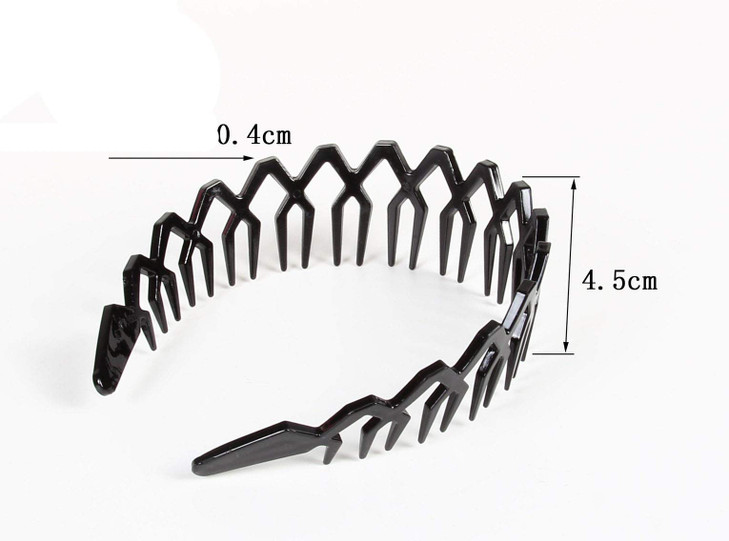 Women Men Plastic Sharks Tooth Headband Toothed Hairband Hair Comb Zigzag Hair Band Hair Hoop Hair Accessory (Black)