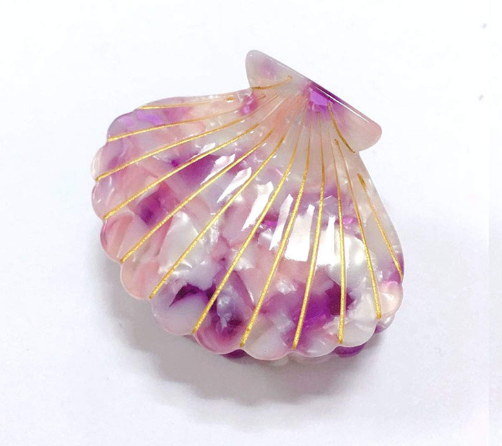 Shell Jaw Clip Hair Claw Clip Clamps Resin Hair Clips Marble Pattern Hairpins Hair Accessories for women Styling Hairdressing (Aubergine)