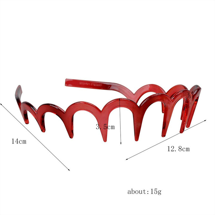 2Pcs Women Comfortable Shark Tooth Comb Headband Hair Band U Toothed Headband Lady Hair Accessory (Red + Black)