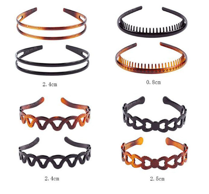 Suoirblss 8PCS Plastic Tooth Hair Comb Headband Hard Headbands Ribbon Hairband Women Men Hair Accessory (style01)