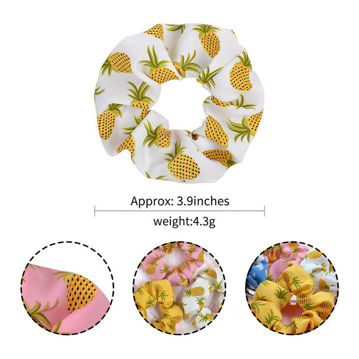4Pcs Pineapple Printed Hair Scrunchies Hair Tie Elastic Bobbles Hair Rope Hair Bands Scrunchy Ponytail Holder Headbands for Women or Girls Hair Acces