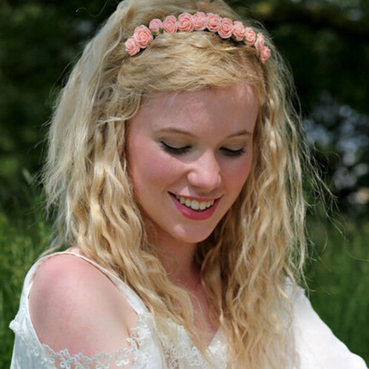 Love Sweety BOHO Floral Crown Rose Flower Headband Hair Wreath (Pink)