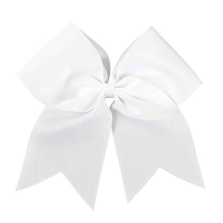 AMYDECOR 7 Inch Jumbo Solid Color Bows with Alligator Hair Clips For Girls and Women (White)