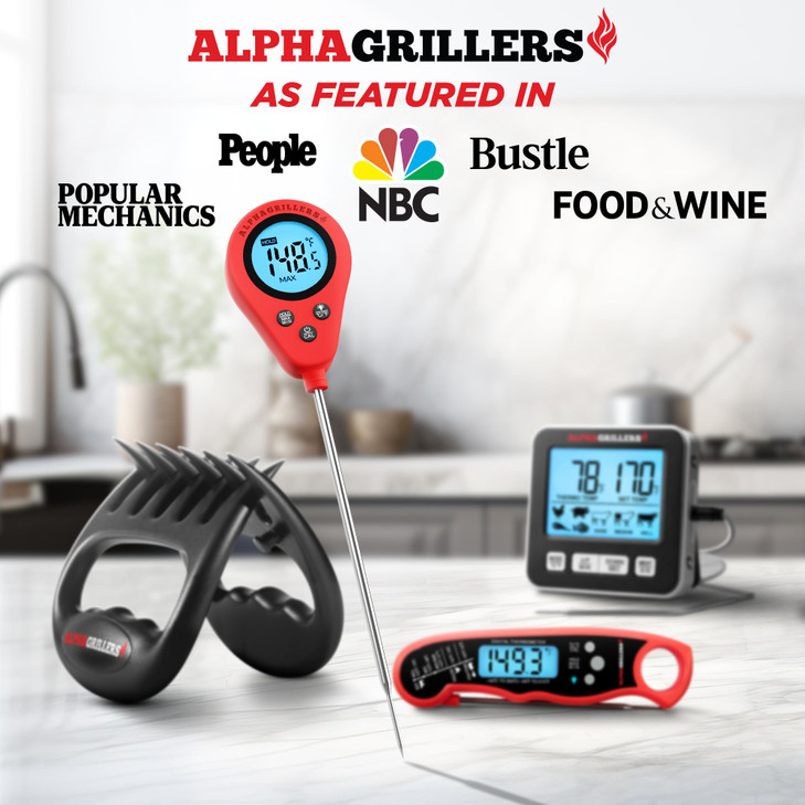 Alpha Grillers Instant Food Thermometer for Meat and Cooking Sourdough Bread Baking Supplies Grilling Gifts for Men Women Gifts for Mom Seniors, Long