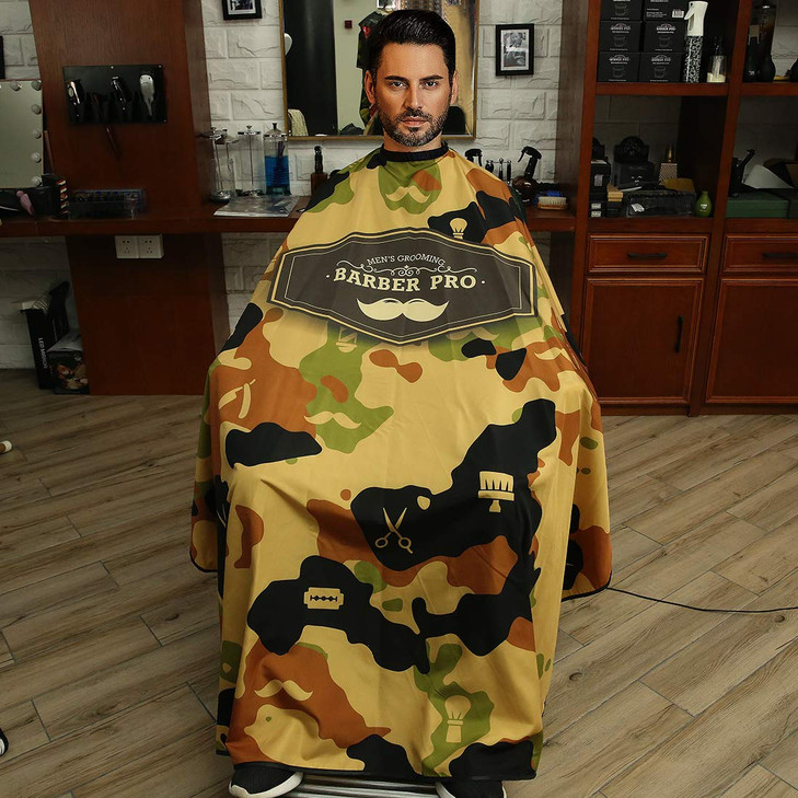 MEN'S GROOMING BARBER PRO Barber Cape, Hair Cutting Cape with Snap Closure, Professional Salon Polyester Cape, Barber Hairdressing Cape Adjustable fo