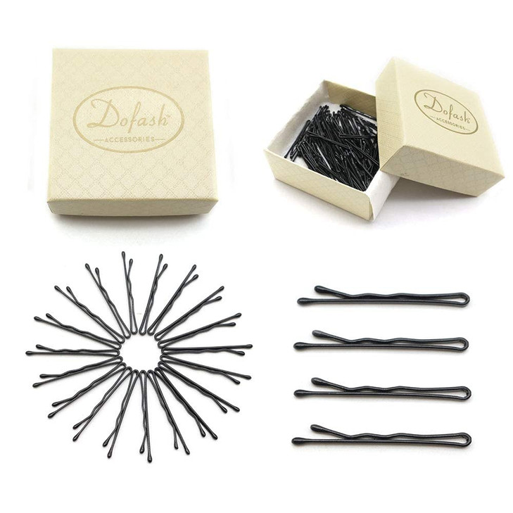 Dofash 100Pcs Bobby Pins Hair Pins Steel Hair Clips 3.5Cm/1.38" Hair Accessories For Girls (Black)
