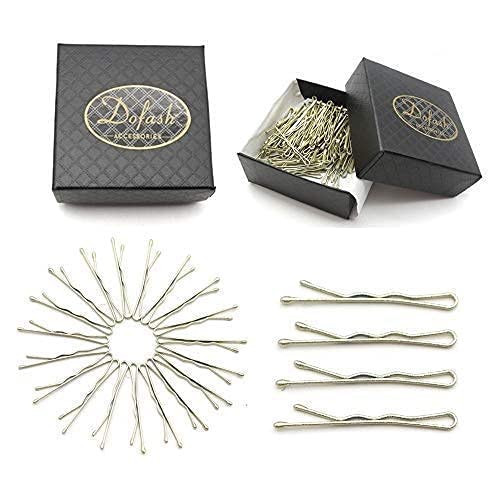 Dofash 100Pcs Bobby Pins Hair Pins Steel Hair Clips 3.5Cm/1.38" Hair Accessories With Gift Box For Girls (Blonde)