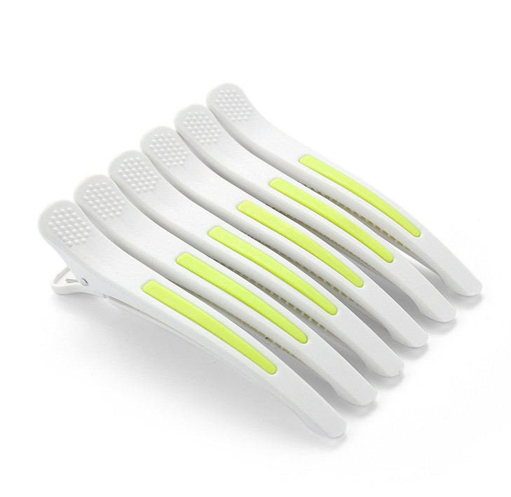 6Pcs/set Pinup Plastic Duck Bill Hair Clips for Sectioning Hair - Professional Non Slip Silicone band Clips Salon DIY Accessories Hairpins Hairgrip f