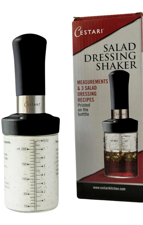 Glass Salad Dressing Bottle: Premium Borosilicate Salad Dressing Shaker with Mixer Insert  Leak Proof Salad Dressing Blender and Dispenser with Meas