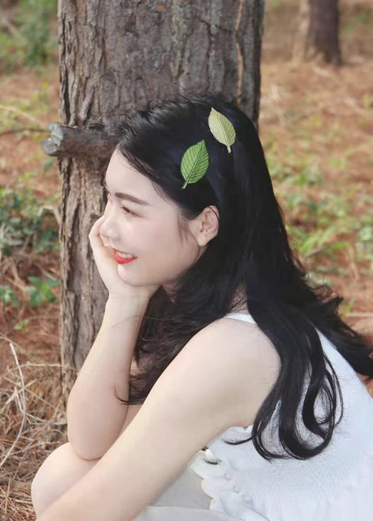 6PCS Handmade Embroidery green leaves Hair Clips, Vintage Leaf Plant Style Duckbill Hairpins, Headwear Accessories DIY Plant Hairpins for Home School