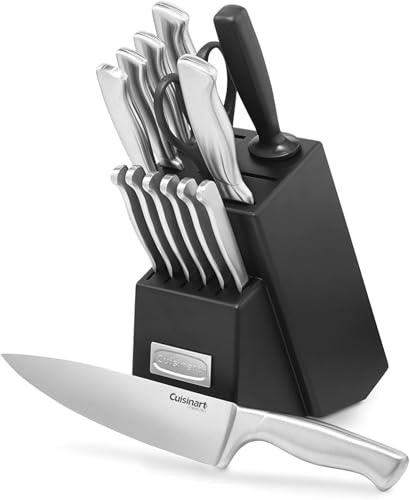 Cuisinart Stainless Steel Hollow Handle 15-Piece Cutlery Block Set, Kitchen Knife Set with Steel Blades for Precise Cutting, Durable Knives with Ergo