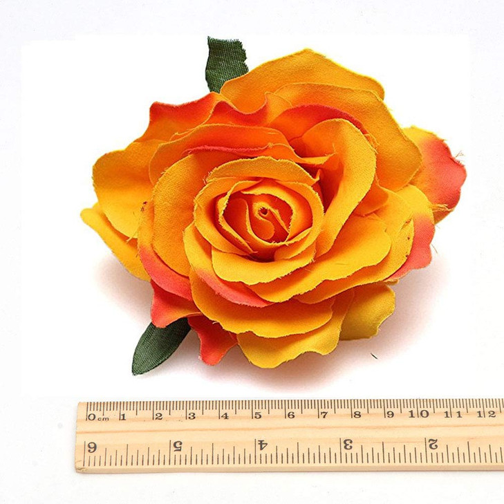 VEICOSTT Women Rose Flower Hair Clip Hair Accessories Flower Brooch Pin ZFJ11 (Orange)