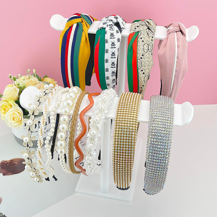 Bigfety Headband Holder, Acrylic Headband Organizer Stand, Hair Accessories Storage (2-Tier & 2-Panel)