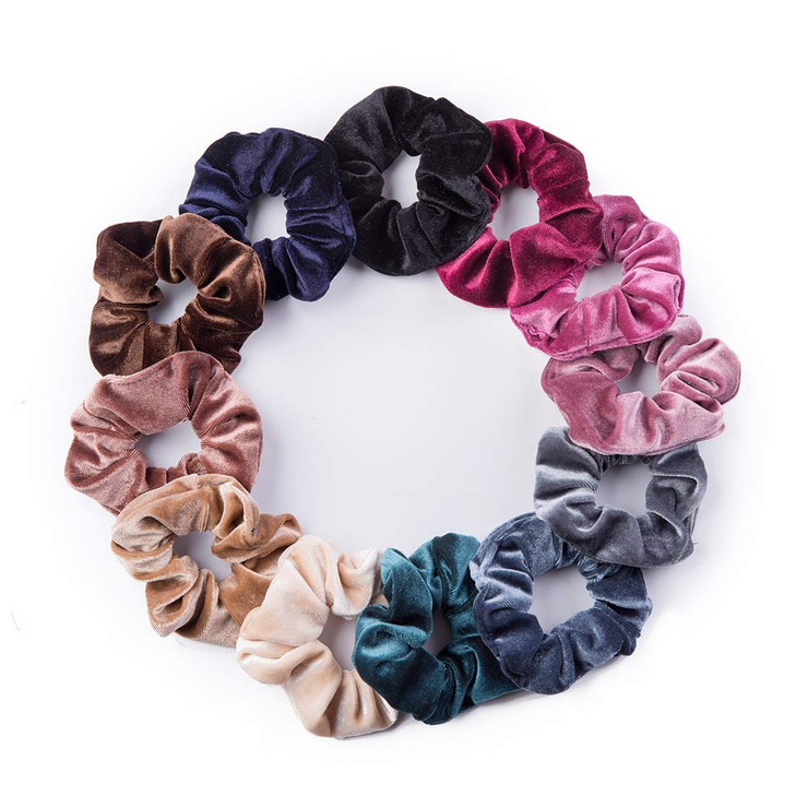 12 Pack Velvet Hair Scrunchies Scrunchy Hair Ties Elastic Hair Bands Ropes Scrunchie for Women or Girls Hair Accessories (12 Colors)