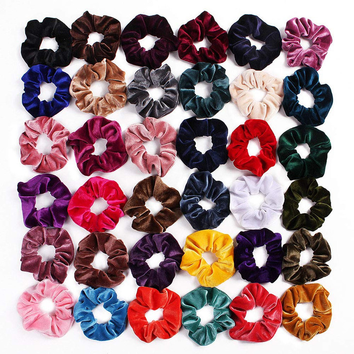 Lovef 7PCS Soft Elegant Velvet Hair Scrunchies Elastic Hair Bands Ties Donut Hair Ponytail Holder Hair Accessories