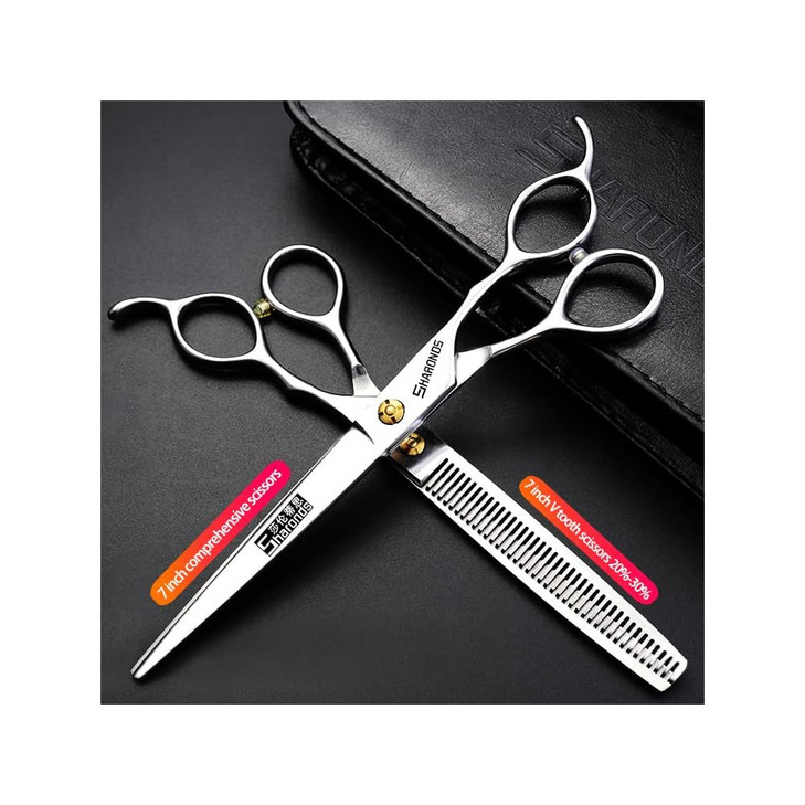Professional Barber Hair Cutting Scissors/Shears (7-Inches) Stainless Steel Hairdressing Scissors (7 inch-2pc)