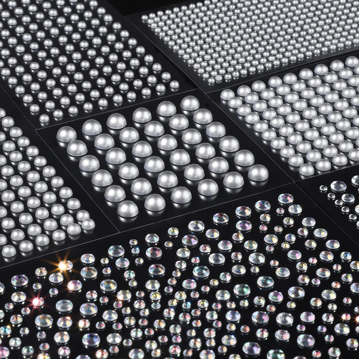 Teenitor 2582Pcs Silver Hair Jewels and Hair Gems Silver Face Gems Face Jewels Self Adhesive Hair Gems for Face, Hair, Makeup, Body 3/4/5/6/8MM