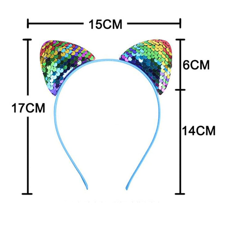 ericotry 6PCS Sequin Cat Ears Headband Shiny Hair Hoops Hair Accessories for Women Girls Daily Wearing and Party Decor (Color Random)