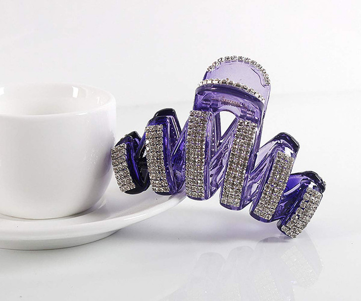 Fodattm Women Lady Fashion Large Fancy Rhinestones Hair Clamp Hair Claw Clips Elegant Crystal Jaw Clips Hairpins (Violet)