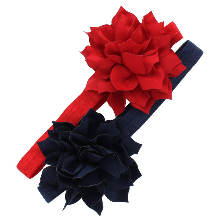 My Lello Baby Petal Flower Headbands Mixed Colors 2-Pack (Red/Navy)