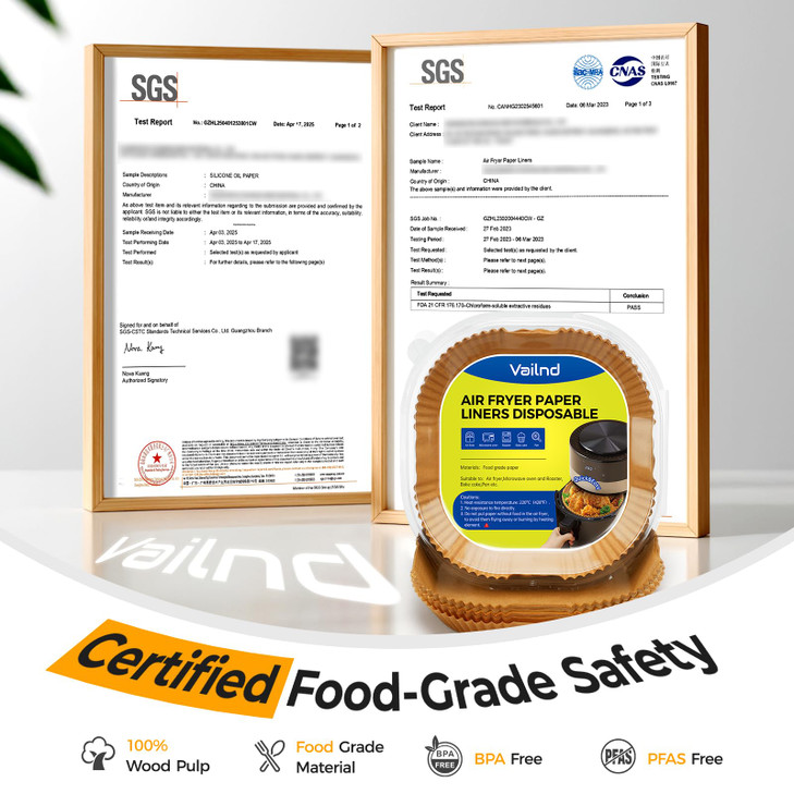 Air Fryer Paper Liners, 125Pcs Parchment Paper, Air Fryer Liners Disposable for Microwave, Non-Stick Air Fryer Liner Square Free of Bleach (8IN)