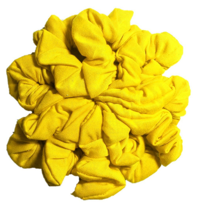 Cotton Scrunchie Set, Set of 10 Soft Cotton Scrunchies, Solid Color Packs (Yellow)