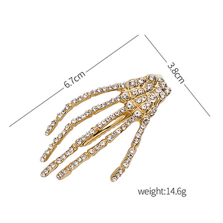 4Pcs Halloween Skeleton Hands Hair Barrettes,Halloween Hair Clips for Women Girls,Rhinestone Skull Hand Hair Clip Hairpin,Zombie Punk Rock Hair Clip,