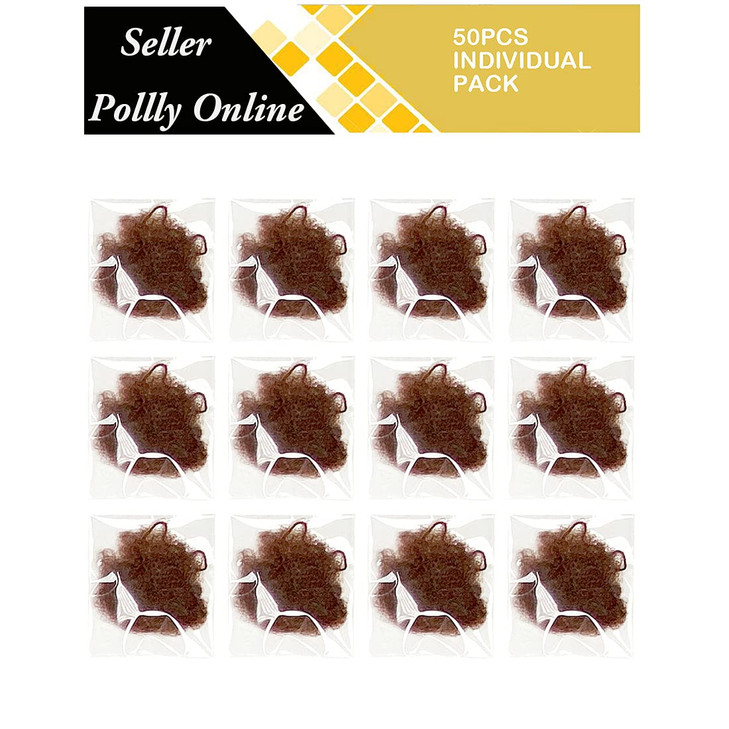 50PCS Hair Nets Invisible Elastic Edge Mesh Bun Hair Nets for Ballet Dance 20" Brown