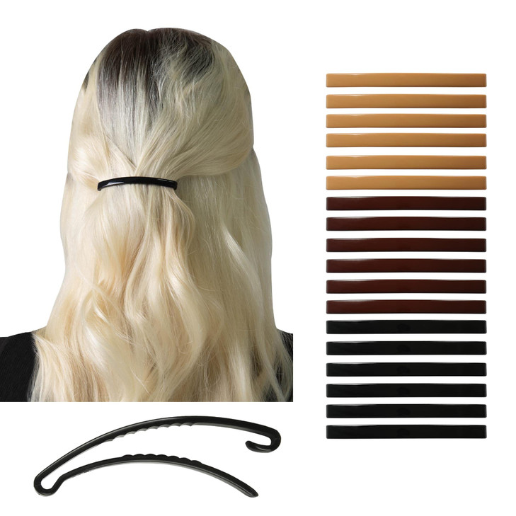 Aurora Pin Hair Barrettes Clips Set - Medium Plastic Dome Styling Accessories - Decorative Clamps For Half Updo & Ponytail - For Girls, Women with Me