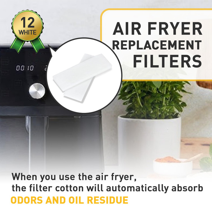 12 Pcs Air Fryer Replacement Filters for 6QT Instant Vortex Plus Air Fryer with ClearCook and OdorErase, Replacement Odor Erase Air Filters for Insta