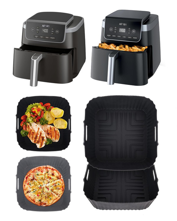 Air Fryer Silicone Liners Square for Ninja AF141 5Qt AF142 5Qt Max/Ninja AF181 AF182AMZ 6.5Qt,Reusable Airfryer Replacement Baking Basket Insert | No