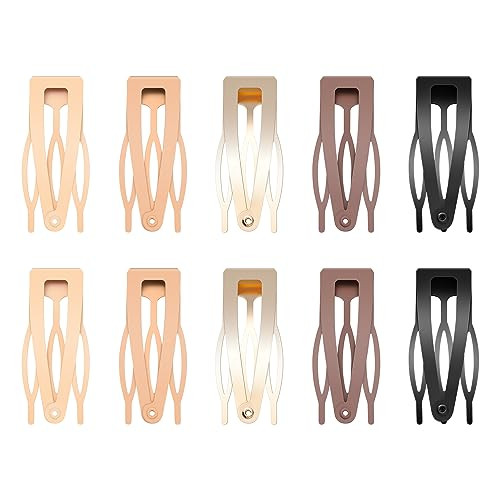 10 Pcs Double Grip Hair Clips, Sightor Metal Snap Hair Clips Hair Barrettes for Women Hair Making Salon Supplies Hair Accessories (Black, Brown, Beig