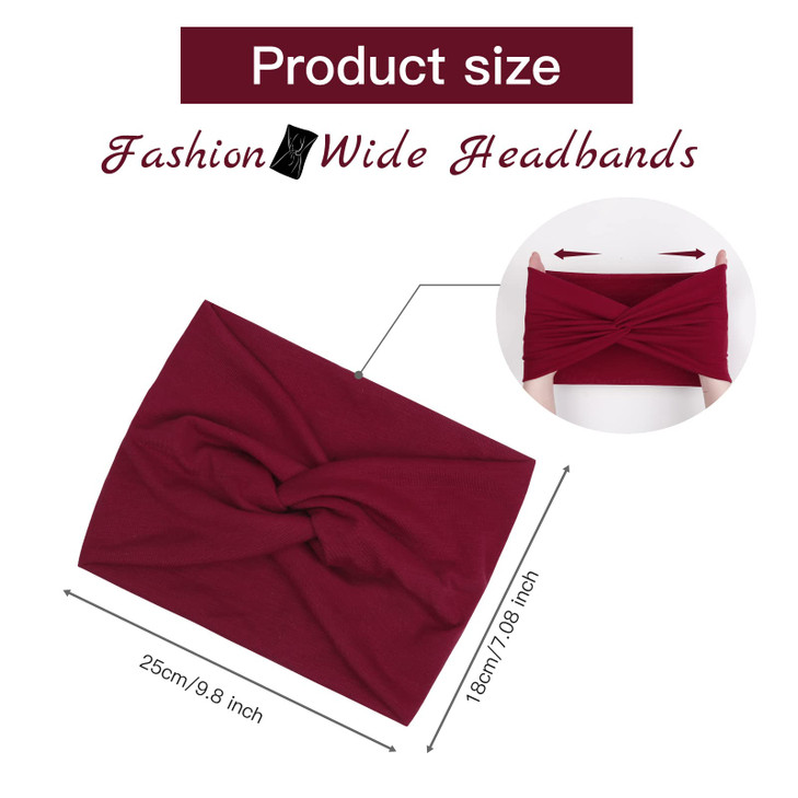 TERSE Headbands for Women Non Slip Soft Elastic Wide Hair Bands Yoga Running Workout Head Scarf 4 Packs