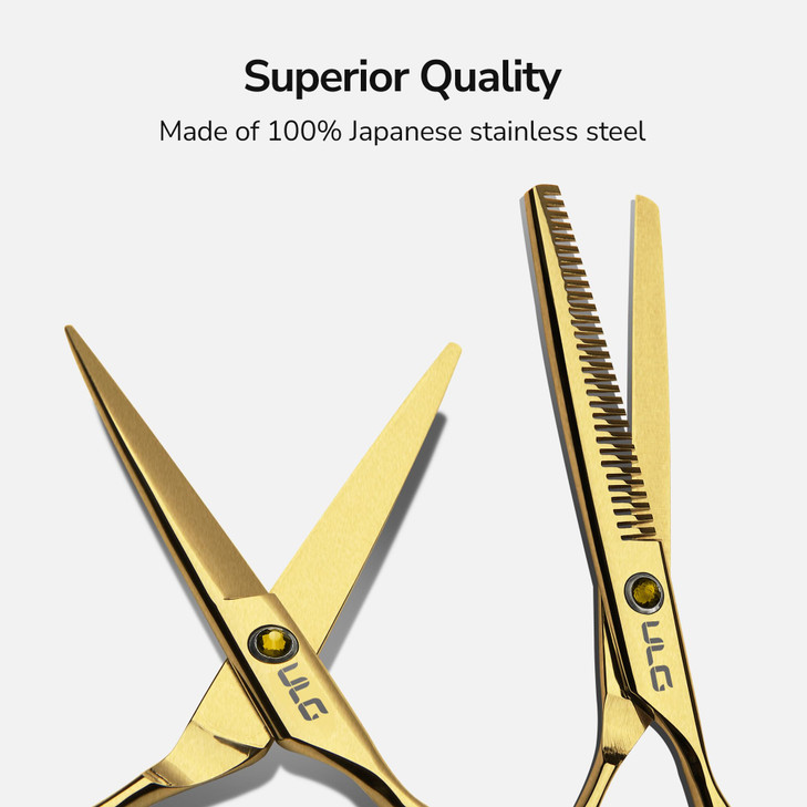 Hair Cutting Scissors Thinning Shears Kit ULG Professional Barber Hairdressing Texturizing Salon Razor Edge Scissor Japanese Stainless Steel 6.5 inch