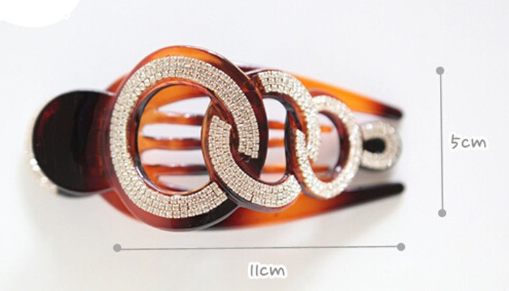 1PC Elegant Style Womens Hair Accessories Fancy Rhinestones Claw Clip Jaw Clips for Thick Hair (Brown)